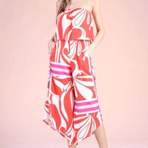 Tyche Slanted Hem Strapless Jumpsuit Size M